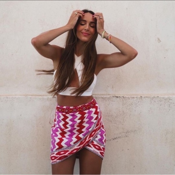 Zara wrap sarong skirt with beads, size small, great condition! - Picture 2 of 10